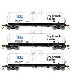 Athearn 16353 HO Scale 16k Clay Slurry Tank Car Dry Branch Kaolin GATX 3 Pack #1