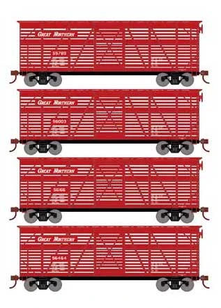 Athearn 76000 HO Scale 40' Stock Car Great Northern GN 4 Pack 1 Athearn 76000 HO Scale 40' Stock Car Great Northern GN 4 Pack