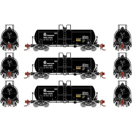 Athearn Genesis GN15320 N Scale 13,000 Gallon Acid Tank Car "Black" PROX 3 Pack 2 Athearn Genesis GN15320 N Scale 13,000 Gallon Acid Tank Car "Black" PROX 3 Pack - Image 2