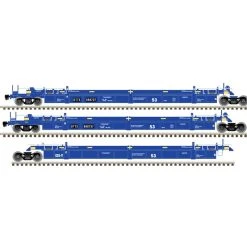 Atlas 20006622 HO Scale Thrall 53' 3-Unit Articulated Well Car "Blue Patch" DTTX 888685