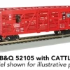 Bachmann 19751 N Scale 40' Annimated Stock Car Burlington CB&Q With Cattle