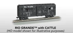 Bachmann 19753 N Scale 40' Annimated Stock Car Rio Grande D&RGW With Cattle