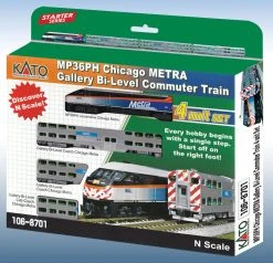 Kato 106-8701DCC N Scale Metra MP36 And 3 Car Train Set With DCC (NO Track Or Power)