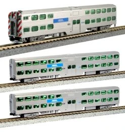 Kato 106-8703DCC N Scale Gallery Bi-Level Commuter Train Metra 3 Car Set With DCC (NO Track Or Power