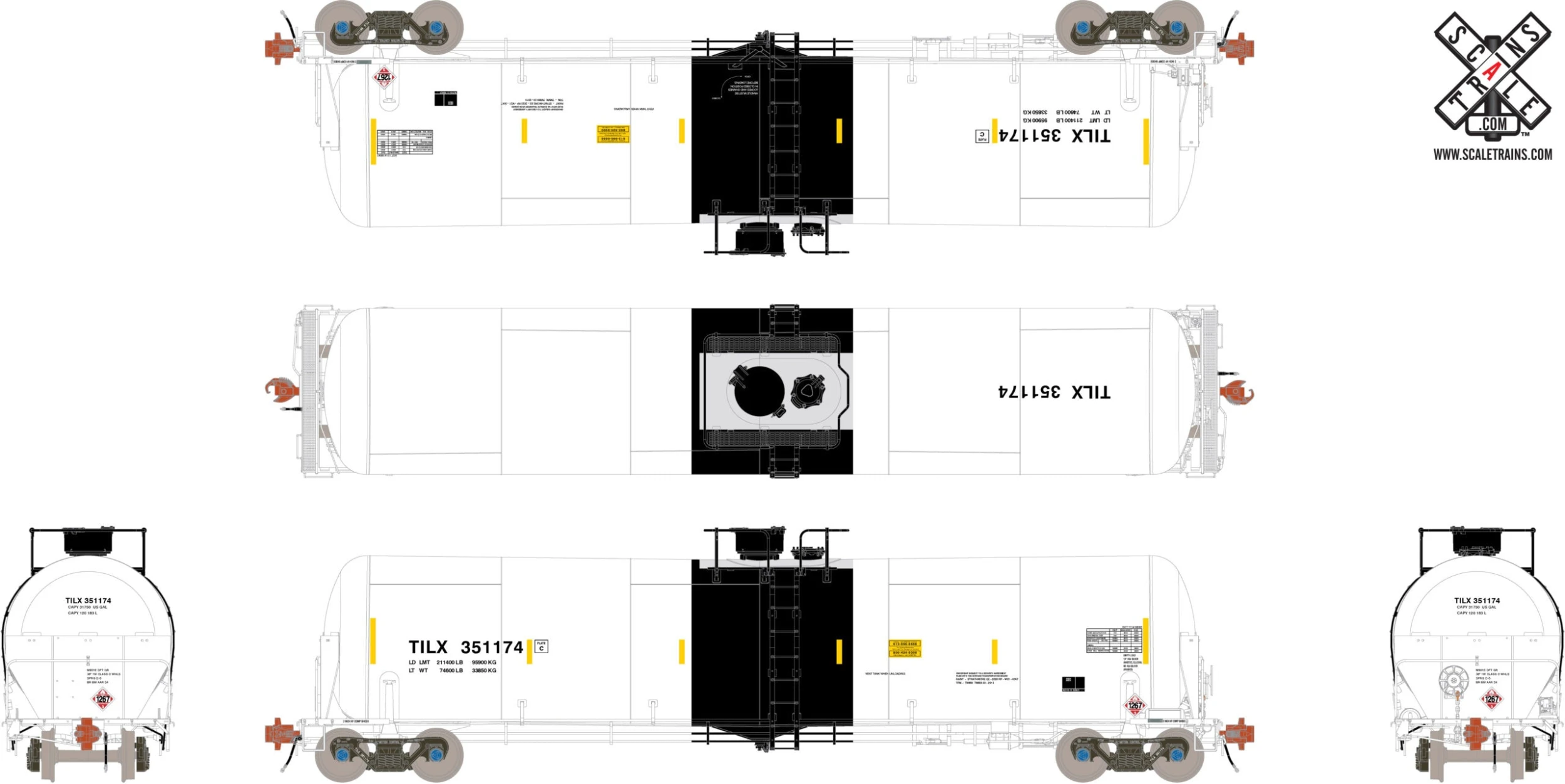 ScaleTrains 31753 Rivet HO Scale Trinity 31K Tank Car W/ Shields "Crude Oil" TILX 352556 2 ScaleTrains 31753 Rivet HO Scale Trinity 31K Tank Car W/ Shields "Crude Oil" TILX 352556 - Image 2