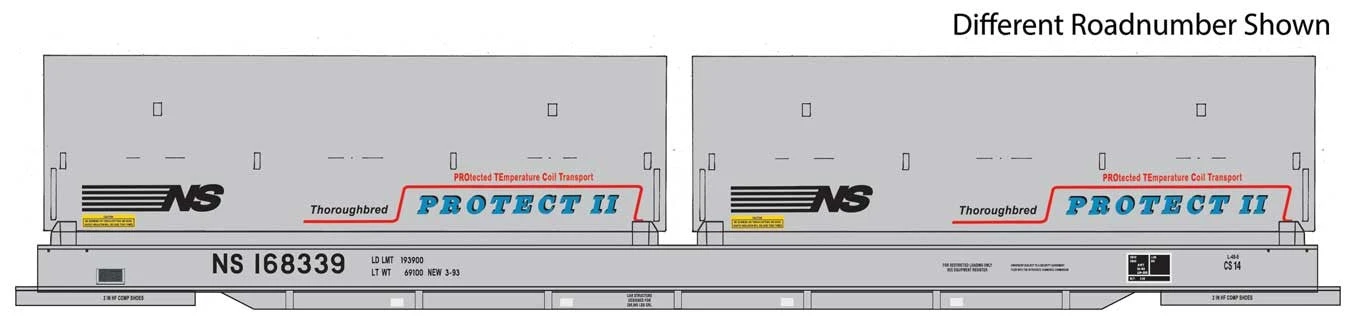 Walthers Proto 920-105254 HO Scale 50' Evans Cushion Coil Car Norfolk Southern NS 168339 1 Walthers Proto 920-105254 HO Scale 50' Evans Cushion Coil Car Norfolk Southern NS 168339